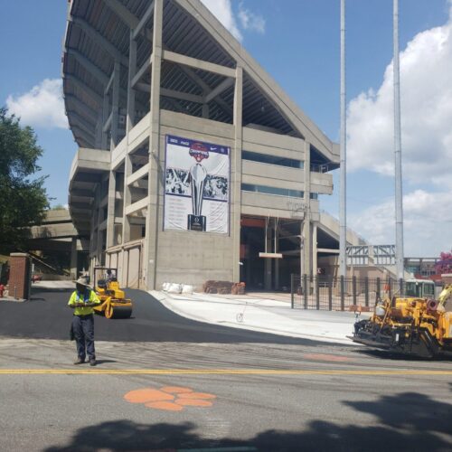 New Asphalt paving for stadium parking lot in Clemson, SC