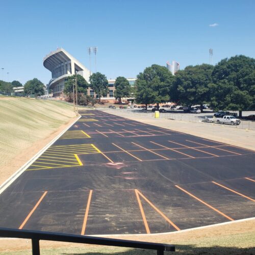 Clemson University Stadium Parking Lot - Asphalt Paving and Custom Striping for football stadium