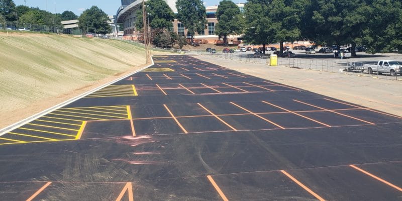 Asphalt Milling, Resurfacing, Paving and Striping for a new parking lot at football stadium in Clemson, SC